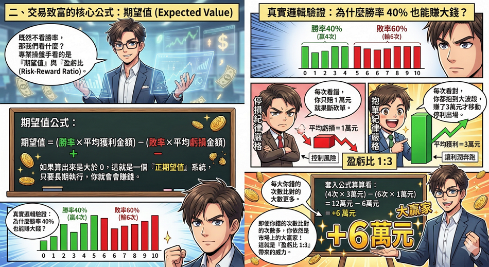 勝率 40% 也能賺大錢？揭秘專業操盤手「大賺小賠」的盈虧比核心公式