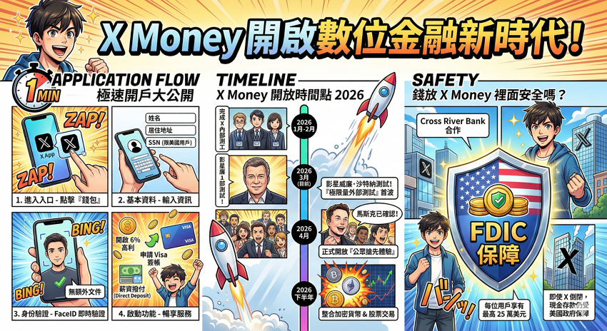 馬斯克 X Money 來了！6% 高活存、秒級轉帳，申請流程與安全性全攻略