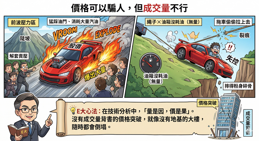 這根紅 K 是真突破還是假誘多？E大實戰解析「量價配合」的防守邏輯