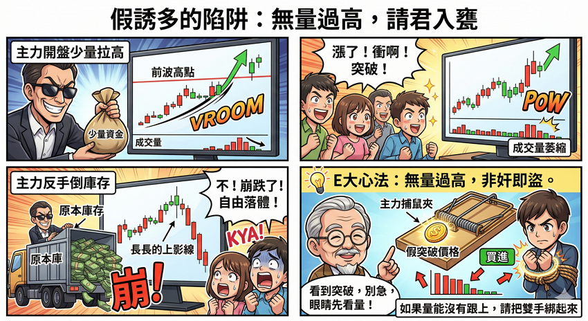 這根紅 K 是真突破還是假誘多？E大實戰解析「量價配合」的防守邏輯