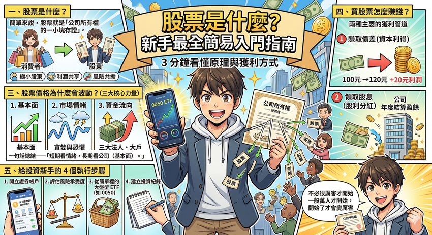 股票是什麼?2026 新手最全簡易入門指南:3分鐘看懂原理與獲利方式 股票是什麼?2026 新手最全簡易入門指南:3分鐘看懂原理與獲利方式