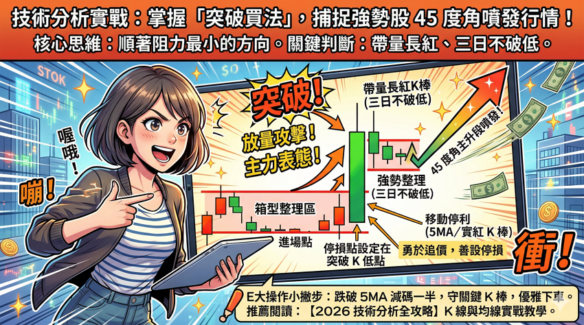 股票突破買進秘訣:如何判斷真假突破?以長紅 K 棒與 3 日不破低法實戰解析