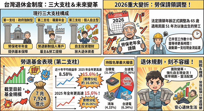 2026勞退分紅5.78萬真相：勞保請領延至65歲，你的退休金缺口如何補？
