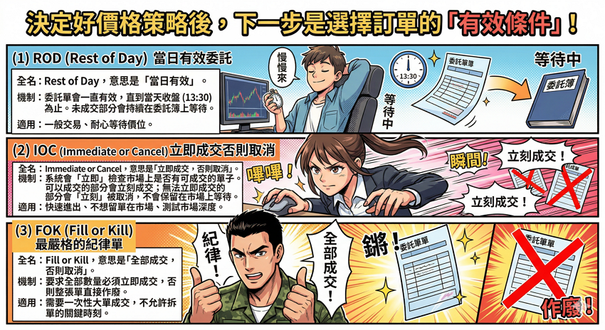 掛單看不懂?一張圖秒懂「市價單、限價單、當日有效單」的差異與風險