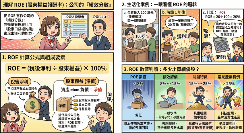 ROE股東權益報酬率是什麼?高ROE代表什麼?成長股分析必懂核心指標:公式計算、杜邦分析與選股陷阱全攻略