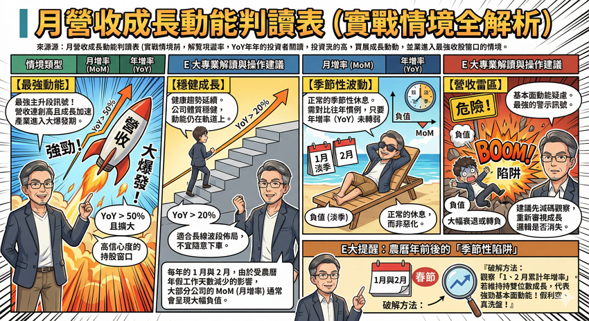 月營收是什麼？2026台股營收公告日、YoY與MoM判讀教學：3步驟抓出成長股領先指標