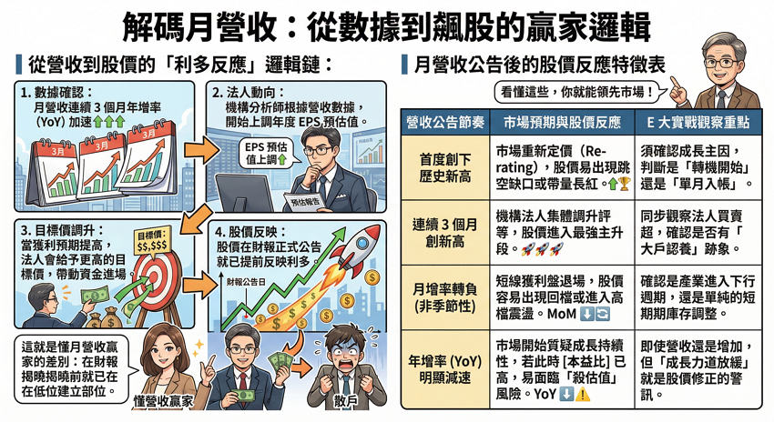 月營收是什麼？2026台股營收公告日、YoY與MoM判讀教學：3步驟抓出成長股領先指標