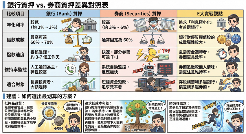 股票質押vs融資差別在哪?3分鐘選出最省利息的槓桿工具:利率、成數、維持率計算全攻略
