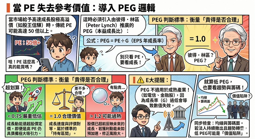 成長股是什麼？跟存股、價值股差在哪？PE、PEG選股指標與實戰案例全攻略