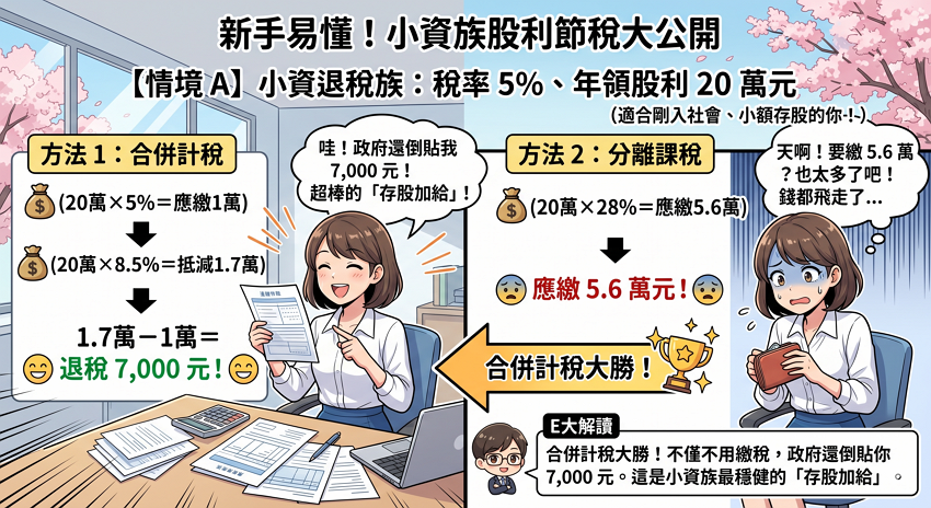 【2026 攻略】股利所得稅合併計稅 vs 分離課稅怎麼選？E大教你 3 招退稅節稅