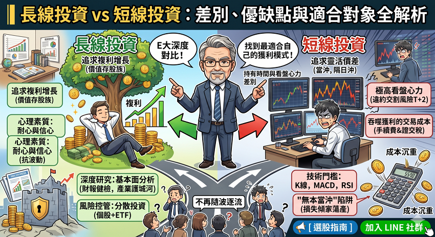 長線投資 vs 短線投資：差別、優缺點與交易成本全解析！你適合哪種？