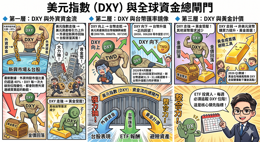 DXY 對台股、 ETF 與黃金的三層連動邏輯：外資、匯率、資產再平衡