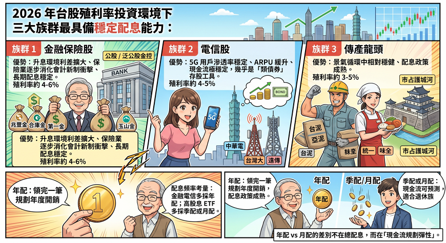 2026 年三大適合高股息策略的類別