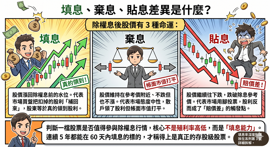 填息、棄息、貼息差異是什麼？