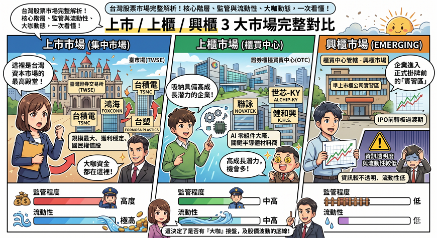 上市 / 上櫃 / 興櫃 3 大市場完整對比