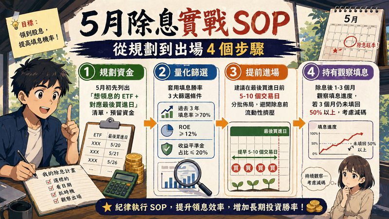 5 月除息實戰 SOP：從規劃到出場 4 個步驟