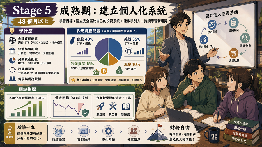 Stage 5｜成熟期：建立個人化系統（48 個月以上）
