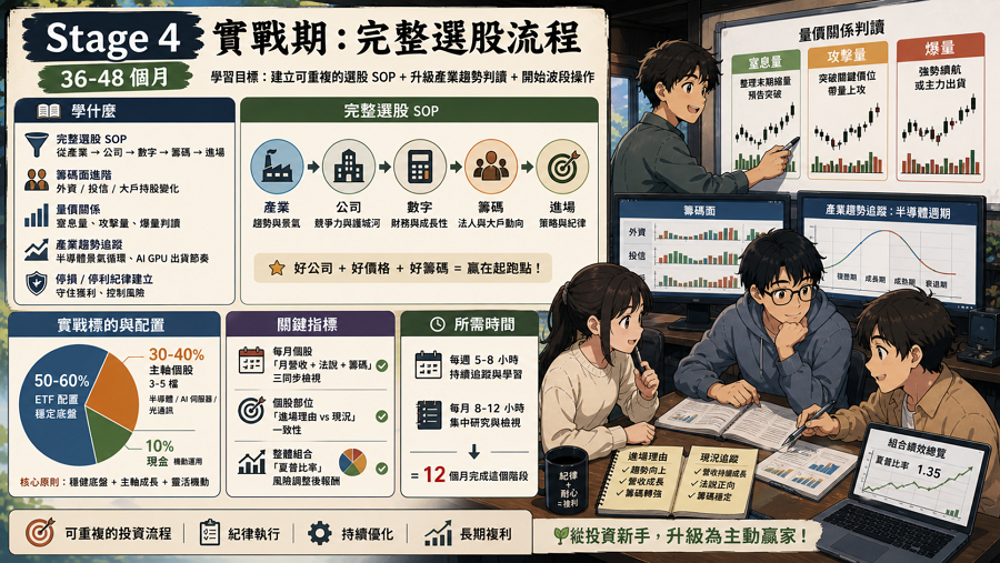 Stage 4｜實戰期：完整選股流程（36-48 個月）