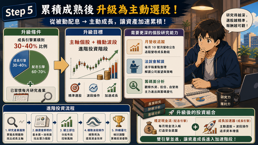 Step 5：累積成熟後升級為主動選股