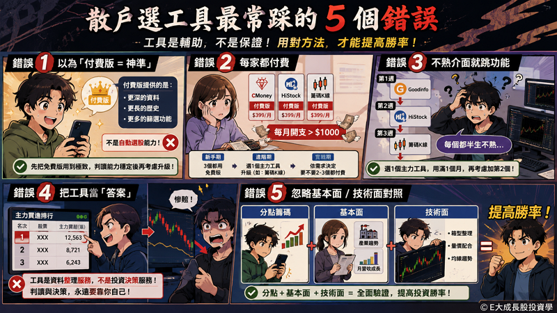 七、散戶選工具最常踩的 5 個錯誤