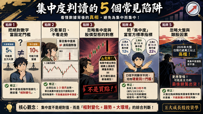 六、集中度判讀的 5 個常見陷阱
