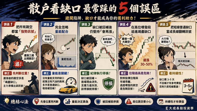 四、散戶看缺口最常踩的 5 個誤區