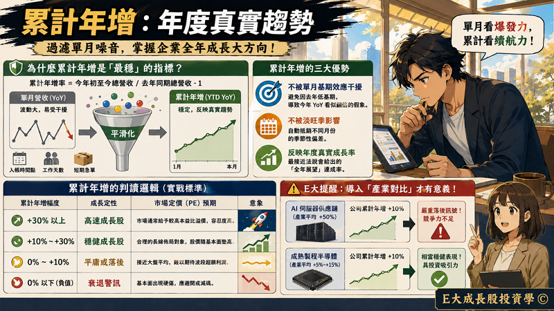 五、累計年增：年度真實趨勢