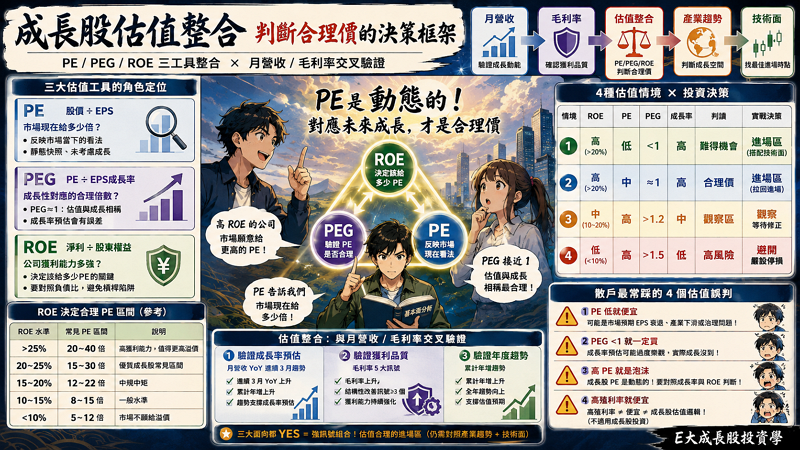 2026 成長股估值攻略：PE、PEG 與 ROE 整合框架，精準判斷買賣點