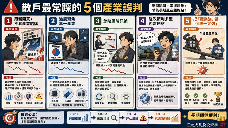 七、散戶最常踩的 5 個產業誤判