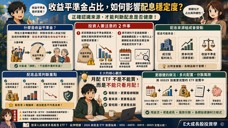 收益平準金占比怎麼影響配息穩定度

收益平準金常被投資人誤解。它不是一定不好，也不是一定代表配息不健康。