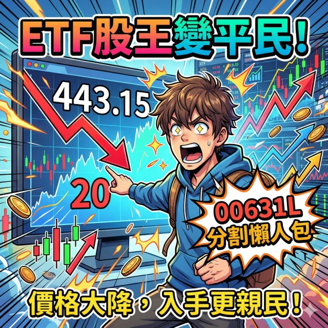 ETF 股王 00631L 正式迎來「1 拆 22」分割！

股價從 400 多元降至 20 元級距
這不是賠錢，而是「大鈔換零錢」
拆解核心邏輯 👇

1️⃣ 分割實務：資產變少了嗎？
換算公式： 
原股價 / 22 ≈ 20.14 元
資產總額： 不變。
原本持有的 1 張（1,000 股）會自動變為 22 張
交易提醒： 
代碼維持 00631L，門檻降低，零股流動性大增！
關鍵日期： 
3/25-3/30 暫停交易，3/31 恢復交易

2️⃣ 核心挑戰：正 2 的「扣血」機制 🩸
別因為便宜就盲目轉換！正 2 透過期貨達成 2 倍報酬，具備「波動損耗」特性：當市場處於「箱型震盪」，即使指數回到原點，正 2 淨值也會因波動損耗而縮水。
E 大提醒： 新手首選仍建議以 0050 為主。

3️⃣ 進階策略：金字塔式加碼法 🏆
想利用正 2 的爆發力？試試「定期不定額」：
核心： 跌越多、買越多。
做法： 跌破 季線 (60MA)：加碼 10-20%
跌破 年線 (240MA)：啟動金字塔底部加碼 20-40%

4️⃣ 保命符：資產再平衡 🛡️
正 2 漲跌劇烈，務必搭配再平衡鎖住獲利：
設定比例： 例如 0050 (70%) + 00631L (30%)
執行停利： 當正 2 佔比飆升超過 50%，請務必停利部分資金轉入 0050 或現金。

💡 結論
分割是降低門檻的手段，但「槓桿是水，載舟亦能覆舟」。唯有在均線多頭排列且具備科學策略下，正 2 才能成為小資族翻轉資產的利器。

#00631L  #0050 #etf
